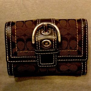 Coach signature tri-fold wallet